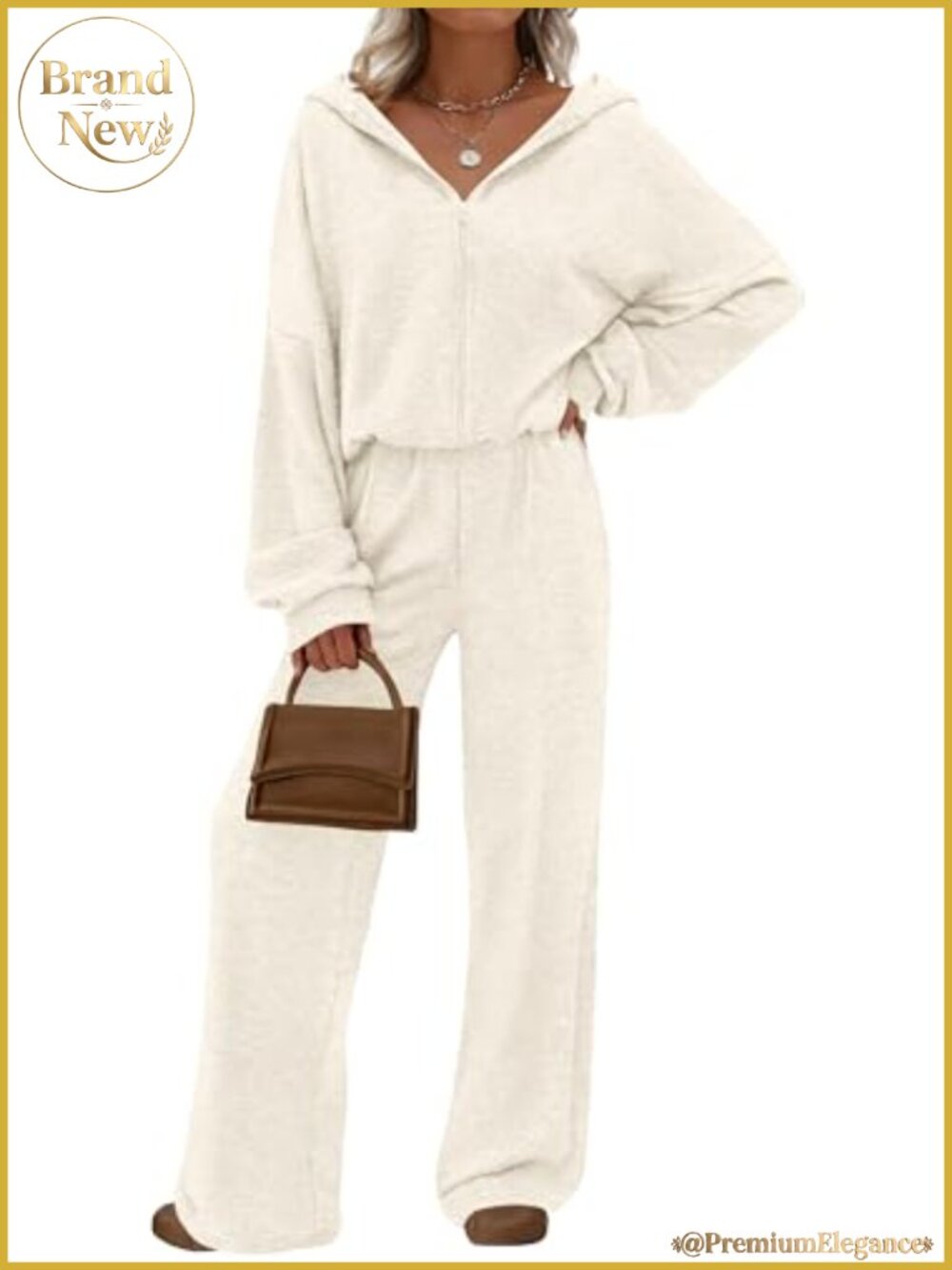 2 Piece Lounge Set Zip Hoodie Wide Leg Pants Travel Sweatsuit